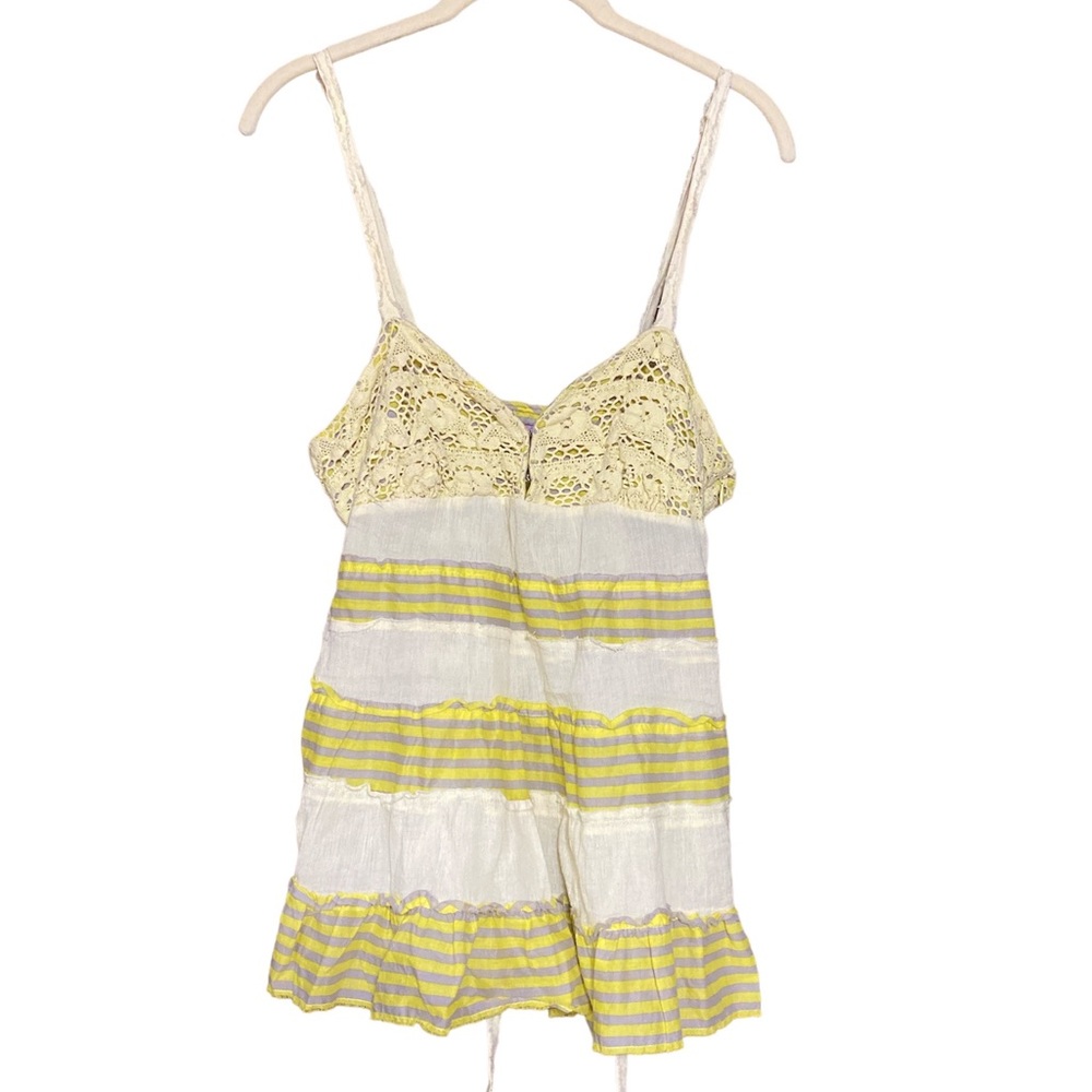 Free People Crochet Stripe Tiered Cami Tank Top